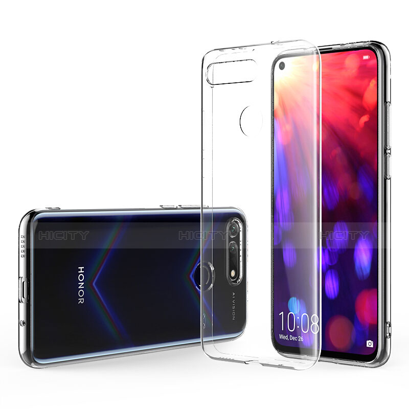 Silikon Hülle Handyhülle Ultra Dünn Schutzhülle Durchsichtig Transparent mit Schutzfolie für Huawei Honor V20 Klar