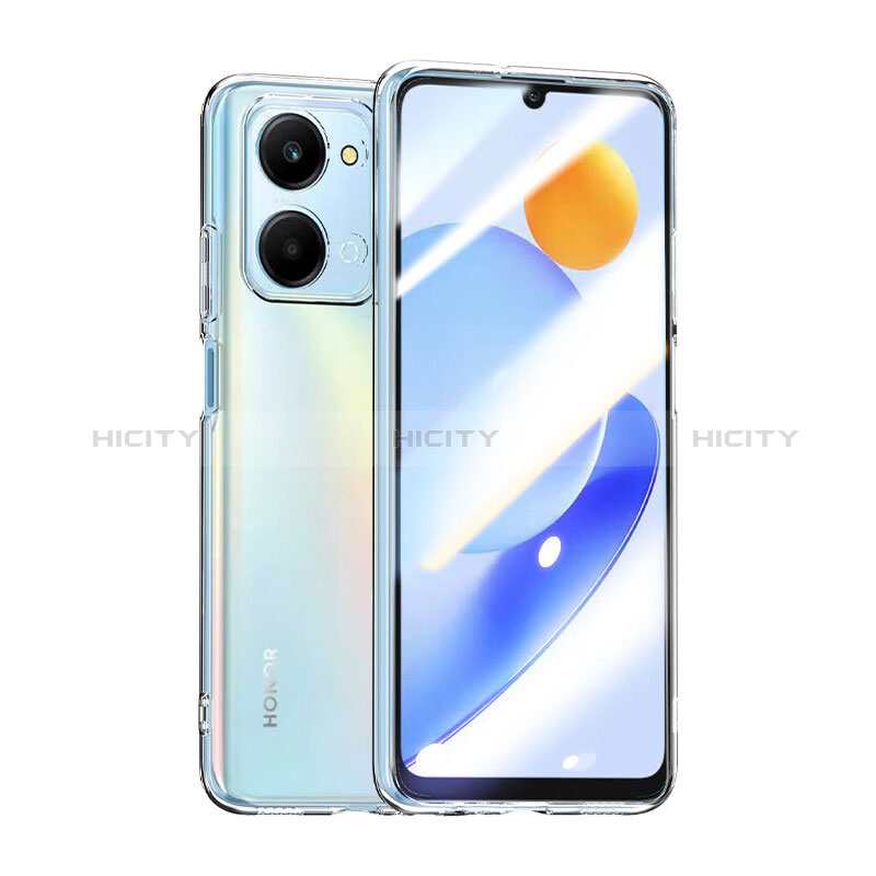 Silikon Hülle Handyhülle Ultra Dünn Schutzhülle Durchsichtig Transparent mit Schutzfolie für Huawei Honor X7a Klar groß