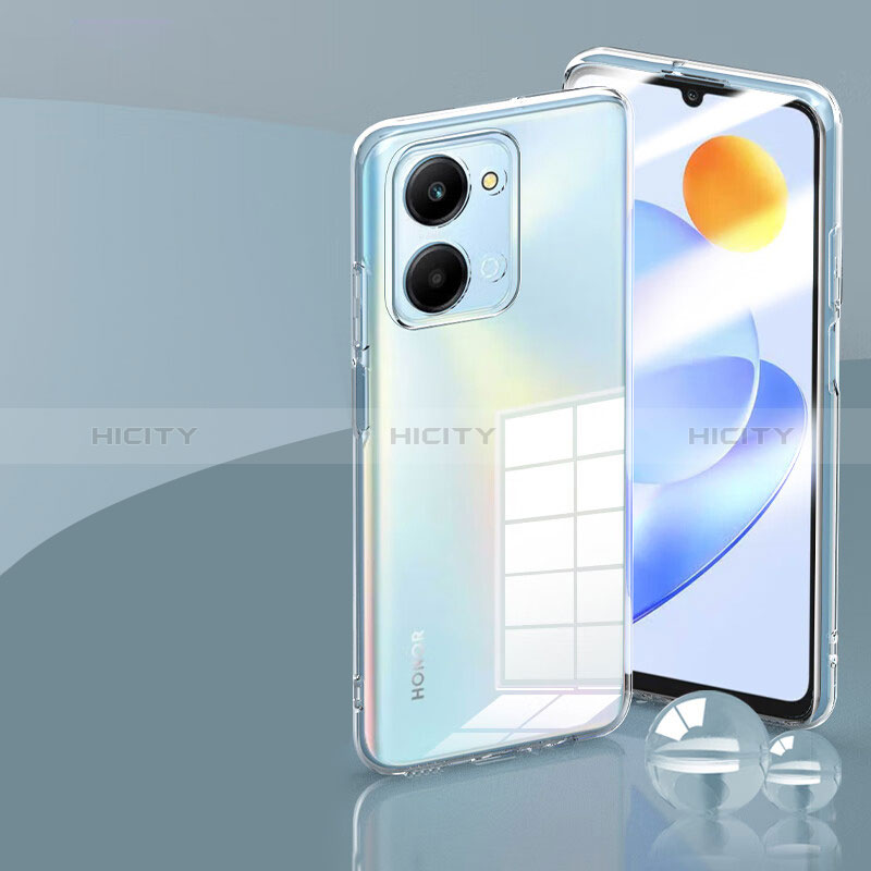 Silikon Hülle Handyhülle Ultra Dünn Schutzhülle Durchsichtig Transparent mit Schutzfolie für Huawei Honor X7a Klar groß