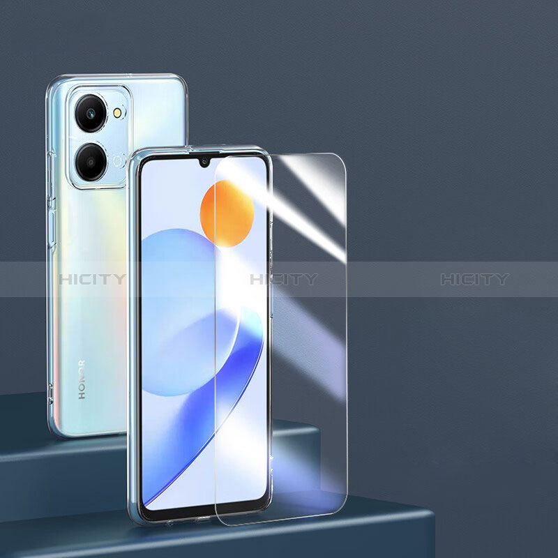 Silikon Hülle Handyhülle Ultra Dünn Schutzhülle Durchsichtig Transparent mit Schutzfolie für Huawei Honor X7a Klar groß