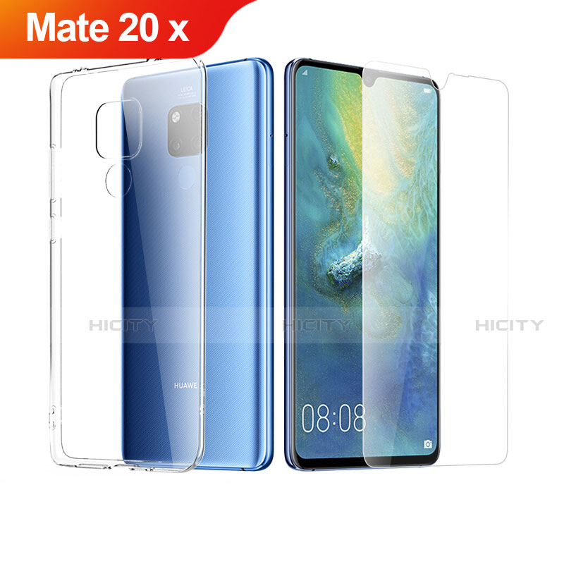 Silikon Hülle Handyhülle Ultra Dünn Schutzhülle Durchsichtig Transparent mit Schutzfolie für Huawei Mate 20 X 5G Klar