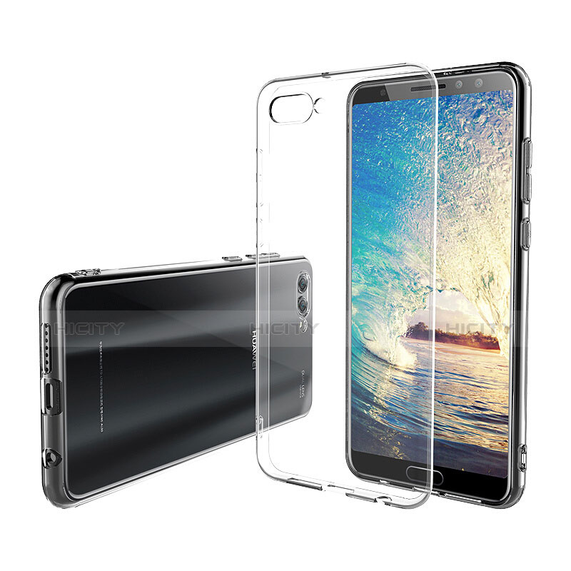 Silikon Hülle Handyhülle Ultra Dünn Schutzhülle Durchsichtig Transparent mit Schutzfolie für Huawei Nova 2S Schwarz groß