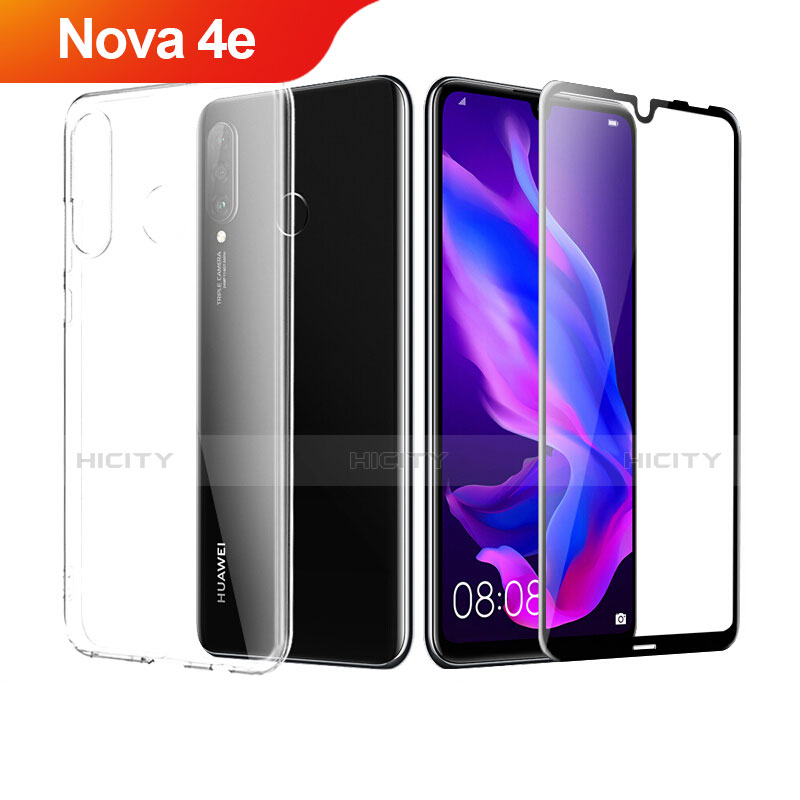 Silikon Hülle Handyhülle Ultra Dünn Schutzhülle Durchsichtig Transparent mit Schutzfolie für Huawei Nova 4e Klar