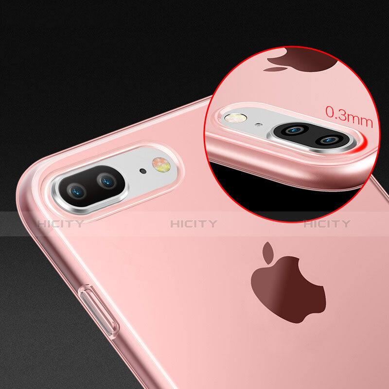 Silikon Hülle Handyhülle Ultra Dünn Schutzhülle Durchsichtig Transparent T03 für Apple iPhone 7 Plus Rosa