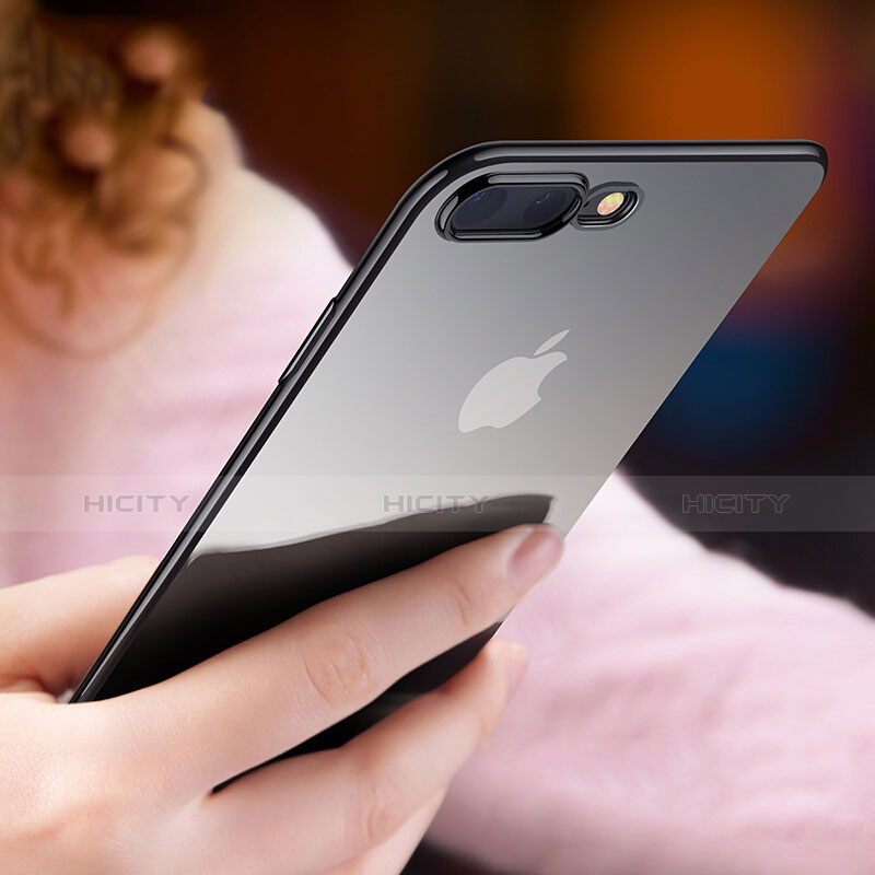 Silikon Hülle Handyhülle Ultra Dünn Schutzhülle Durchsichtig Transparent T04 für Apple iPhone 8 Plus Schwarz