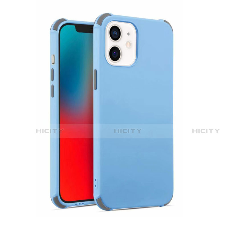 Silikon Hülle Handyhülle Ultra Dünn Schutzhülle Flexible 360 Grad Ganzkörper Tasche C03 für Apple iPhone 12 Mini Hellblau