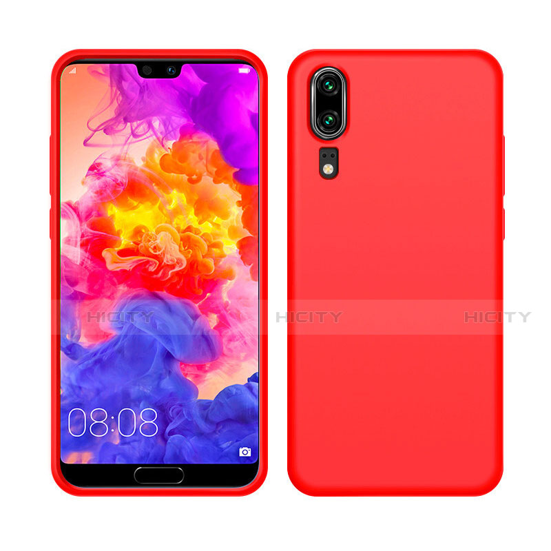 Silikon Hülle Handyhülle Ultra Dünn Schutzhülle Flexible 360 Grad Ganzkörper Tasche C05 für Huawei P20 Rot