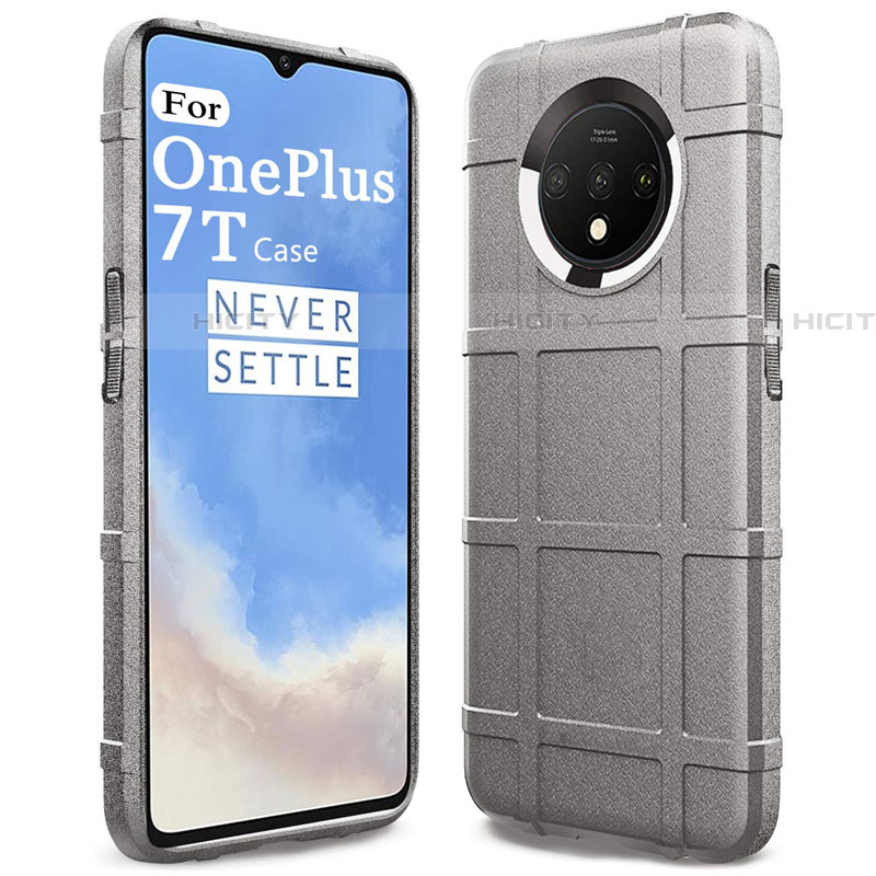 Silikon Hülle Handyhülle Ultra Dünn Schutzhülle Flexible 360 Grad Ganzkörper Tasche C05 für OnePlus 7T Silber