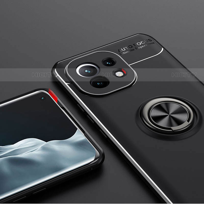 Silikon Hülle Handyhülle Ultra Dünn Schutzhülle Flexible Tasche Silikon mit Magnetisch Fingerring Ständer K01 für Xiaomi Mi 11 Lite 5G NE