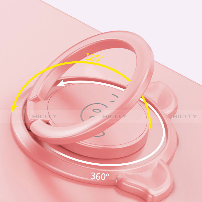 Silikon Hülle Handyhülle Ultra Dünn Schutzhülle Flexible Tasche Silikon mit Magnetisch Fingerring Ständer T01 für Huawei Honor X10 5G