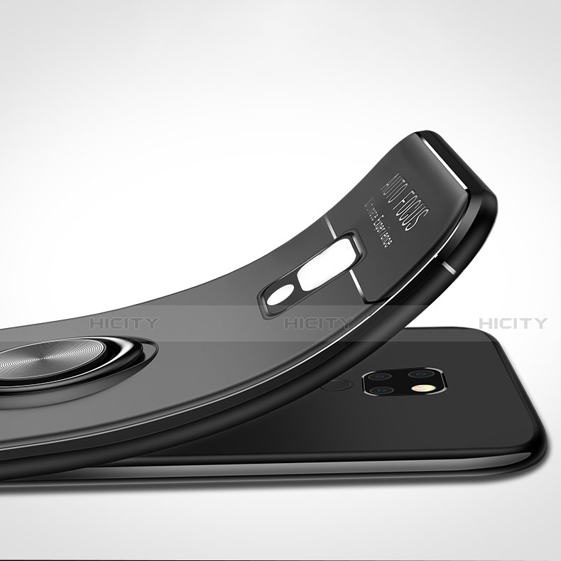 Silikon Hülle Handyhülle Ultra Dünn Schutzhülle Flexible Tasche Silikon mit Magnetisch Fingerring Ständer T01 für Huawei Mate 20 X 5G groß