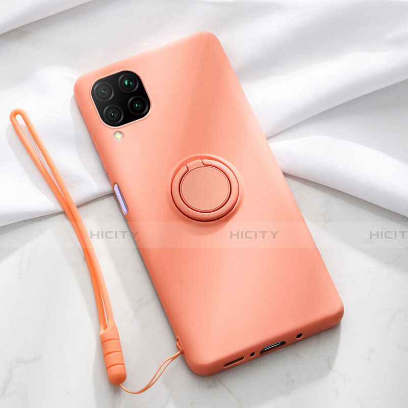 Silikon Hülle Handyhülle Ultra Dünn Schutzhülle Flexible Tasche Silikon mit Magnetisch Fingerring Ständer T01 für Huawei Nova 6 SE Orange Plus