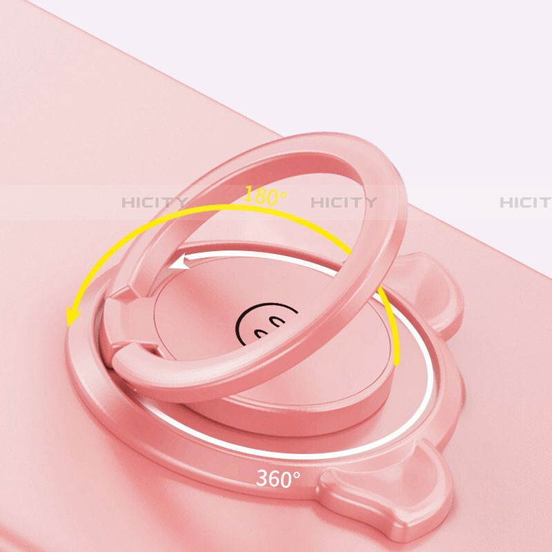 Silikon Hülle Handyhülle Ultra Dünn Schutzhülle Flexible Tasche Silikon mit Magnetisch Fingerring Ständer T01 für OnePlus 7T Pro