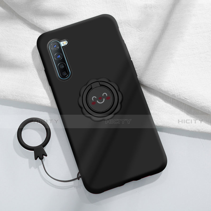 Silikon Hülle Handyhülle Ultra Dünn Schutzhülle Flexible Tasche Silikon mit Magnetisch Fingerring Ständer T01 für Oppo A91