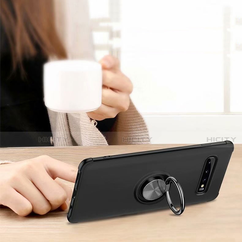 Silikon Hülle Handyhülle Ultra Dünn Schutzhülle Flexible Tasche Silikon mit Magnetisch Fingerring Ständer T01 für Samsung Galaxy S10 groß
