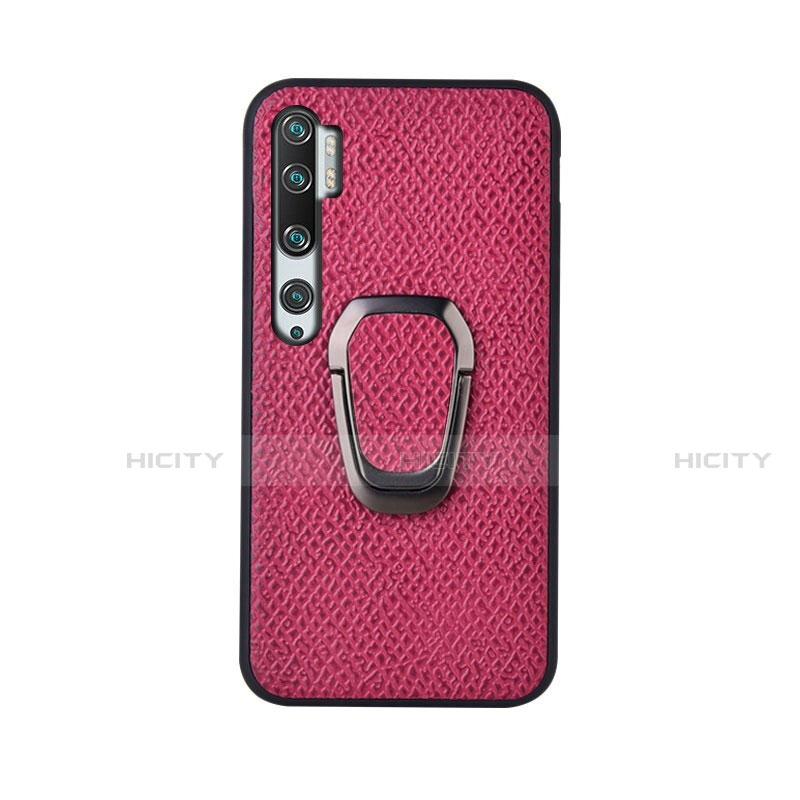 Silikon Hülle Handyhülle Ultra Dünn Schutzhülle Flexible Tasche Silikon mit Magnetisch Fingerring Ständer T01 für Xiaomi Mi Note 10 Pink