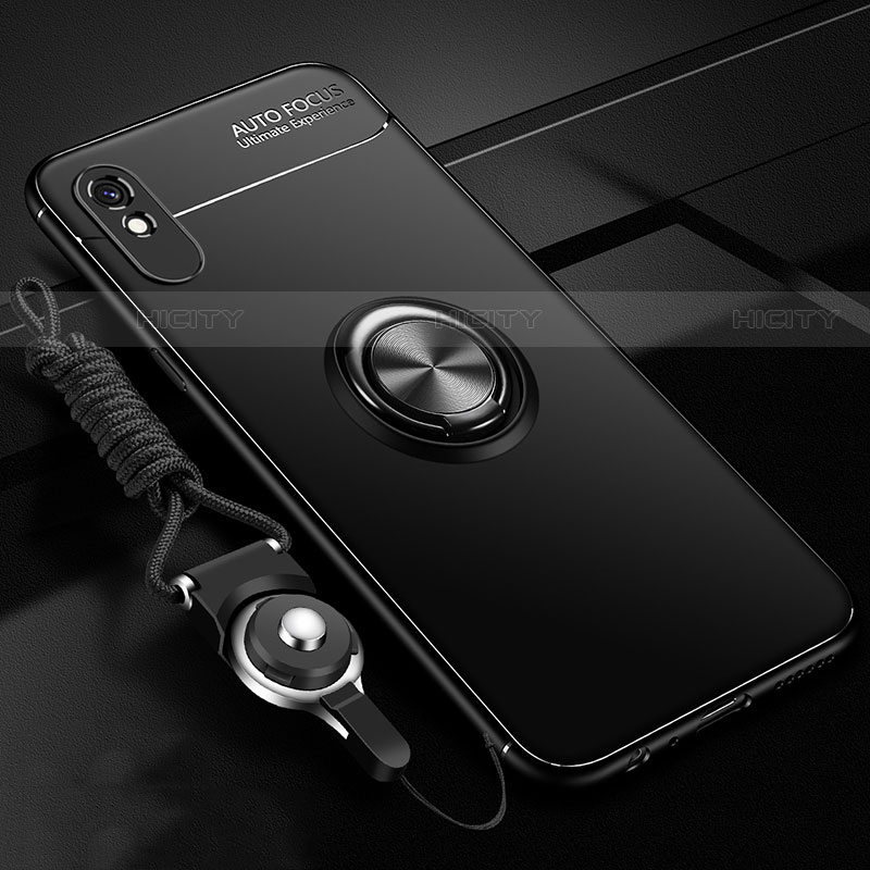 Silikon Hülle Handyhülle Ultra Dünn Schutzhülle Flexible Tasche Silikon mit Magnetisch Fingerring Ständer T01 für Xiaomi Redmi 9A groß