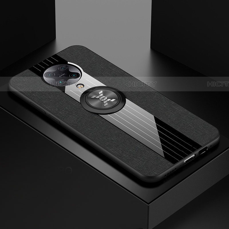 Silikon Hülle Handyhülle Ultra Dünn Schutzhülle Flexible Tasche Silikon mit Magnetisch Fingerring Ständer T01 für Xiaomi Redmi K30 Pro 5G Schwarz