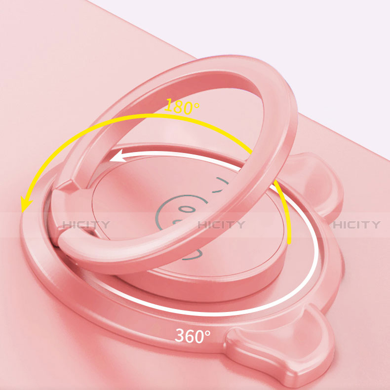 Silikon Hülle Handyhülle Ultra Dünn Schutzhülle Flexible Tasche Silikon mit Magnetisch Fingerring Ständer T02 für Oppo Reno4 5G