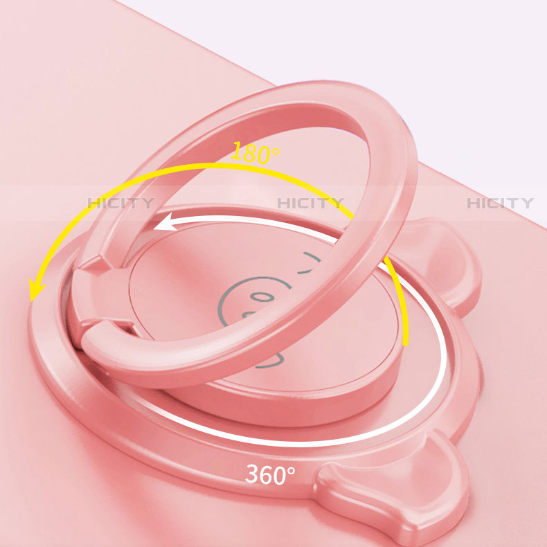 Silikon Hülle Handyhülle Ultra Dünn Schutzhülle Flexible Tasche Silikon mit Magnetisch Fingerring Ständer T02 für Xiaomi Redmi 9A