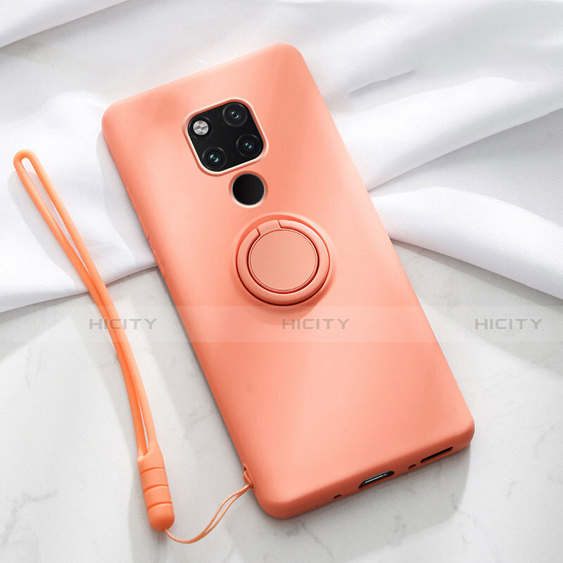 Silikon Hülle Handyhülle Ultra Dünn Schutzhülle Flexible Tasche Silikon mit Magnetisch Fingerring Ständer T03 für Huawei Mate 20 X 5G groß