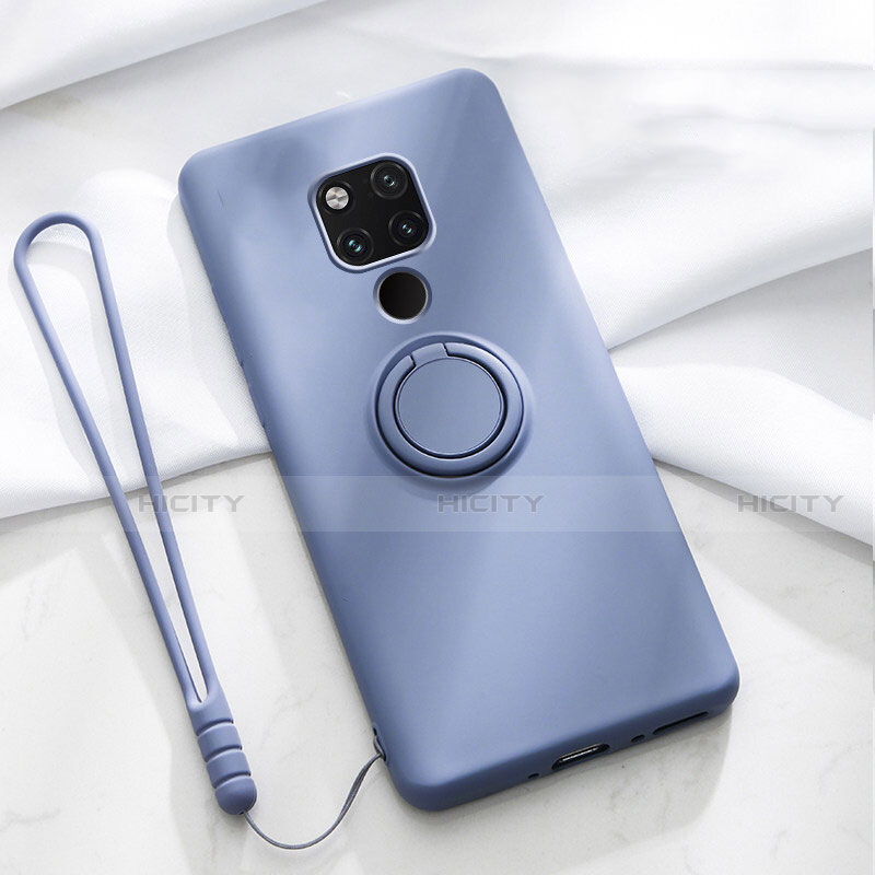 Silikon Hülle Handyhülle Ultra Dünn Schutzhülle Flexible Tasche Silikon mit Magnetisch Fingerring Ständer T03 für Huawei Mate 20 X 5G groß