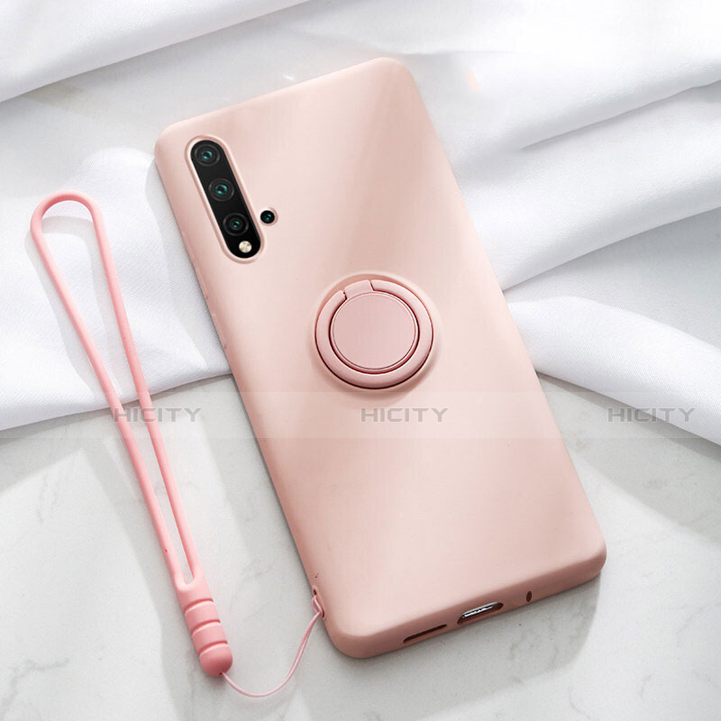 Silikon Hülle Handyhülle Ultra Dünn Schutzhülle Flexible Tasche Silikon mit Magnetisch Fingerring Ständer T03 für Huawei Nova 5 groß