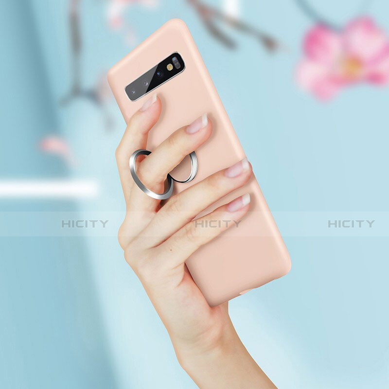 Silikon Hülle Handyhülle Ultra Dünn Schutzhülle Flexible Tasche Silikon mit Magnetisch Fingerring Ständer T03 für Samsung Galaxy S10 5G groß