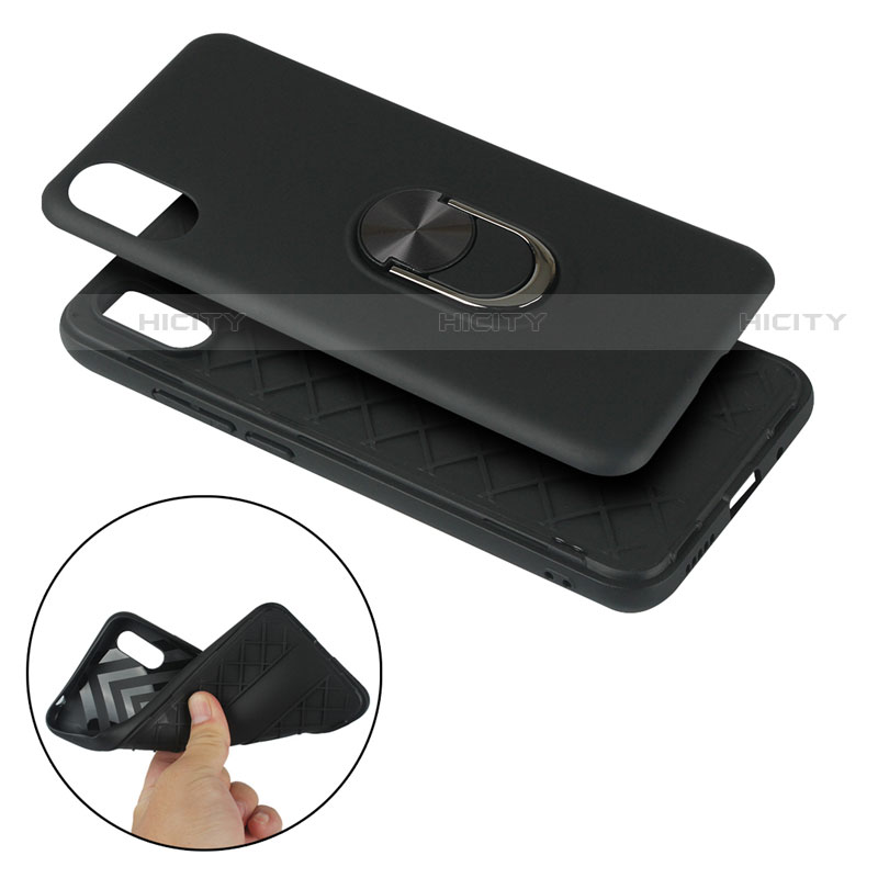 Silikon Hülle Handyhülle Ultra Dünn Schutzhülle Flexible Tasche Silikon mit Magnetisch Fingerring Ständer T03 für Xiaomi Redmi 9A