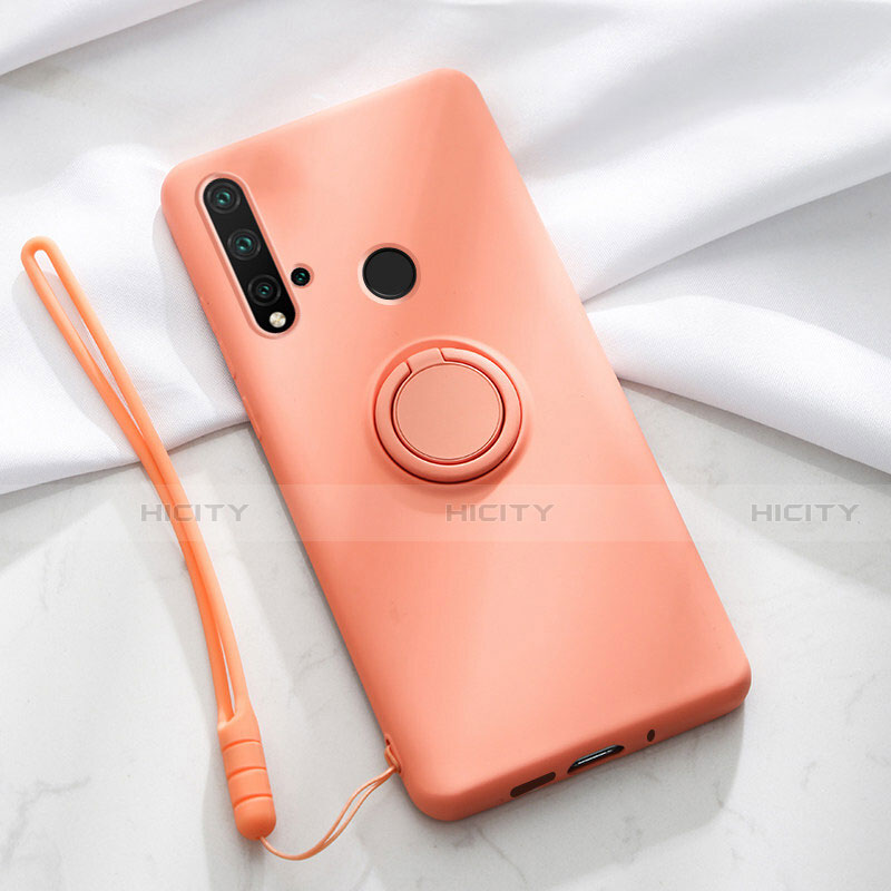 Silikon Hülle Handyhülle Ultra Dünn Schutzhülle Flexible Tasche Silikon mit Magnetisch Fingerring Ständer T04 für Huawei Nova 5i groß