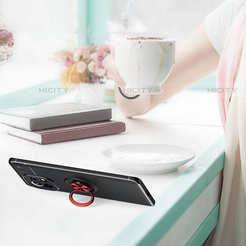 Silikon Hülle Handyhülle Ultra Dünn Schutzhülle Flexible Tasche Silikon mit Magnetisch Fingerring Ständer T04 für Xiaomi Mi 11 Lite 5G groß