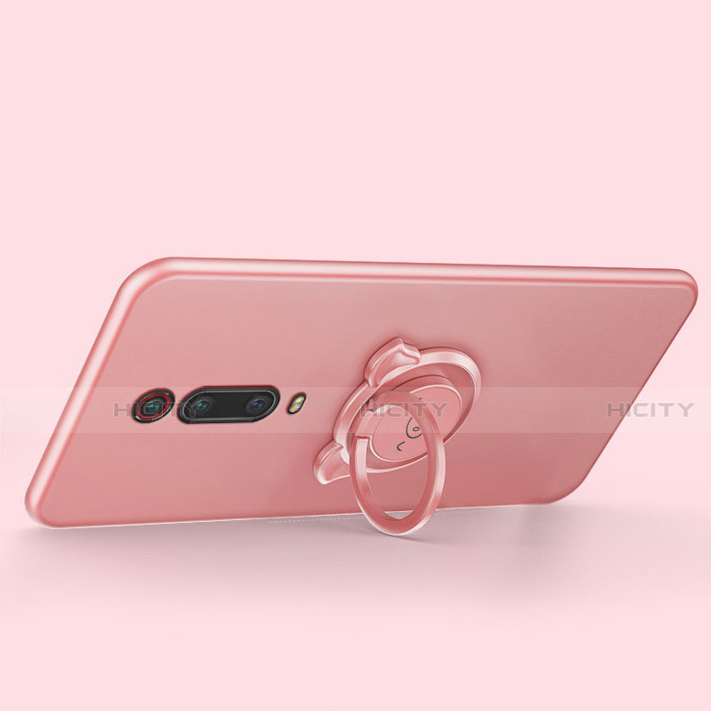 Silikon Hülle Handyhülle Ultra Dünn Schutzhülle Flexible Tasche Silikon mit Magnetisch Fingerring Ständer T05 für Xiaomi Mi 9T groß