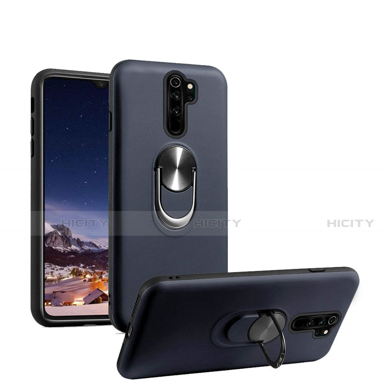 Silikon Hülle Handyhülle Ultra Dünn Schutzhülle Flexible Tasche Silikon mit Magnetisch Fingerring Ständer T05 für Xiaomi Redmi Note 8 Pro Blau