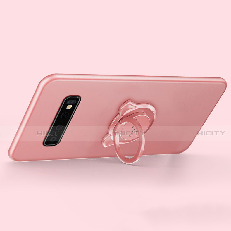 Silikon Hülle Handyhülle Ultra Dünn Schutzhülle Flexible Tasche Silikon mit Magnetisch Fingerring Ständer T06 für Samsung Galaxy S10 groß