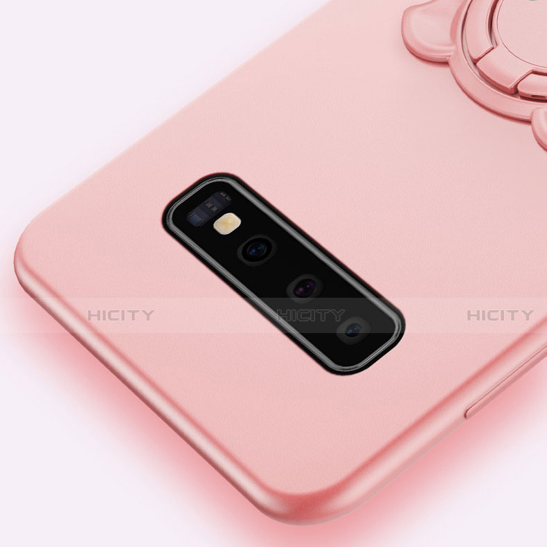 Silikon Hülle Handyhülle Ultra Dünn Schutzhülle Flexible Tasche Silikon mit Magnetisch Fingerring Ständer T06 für Samsung Galaxy S10 groß