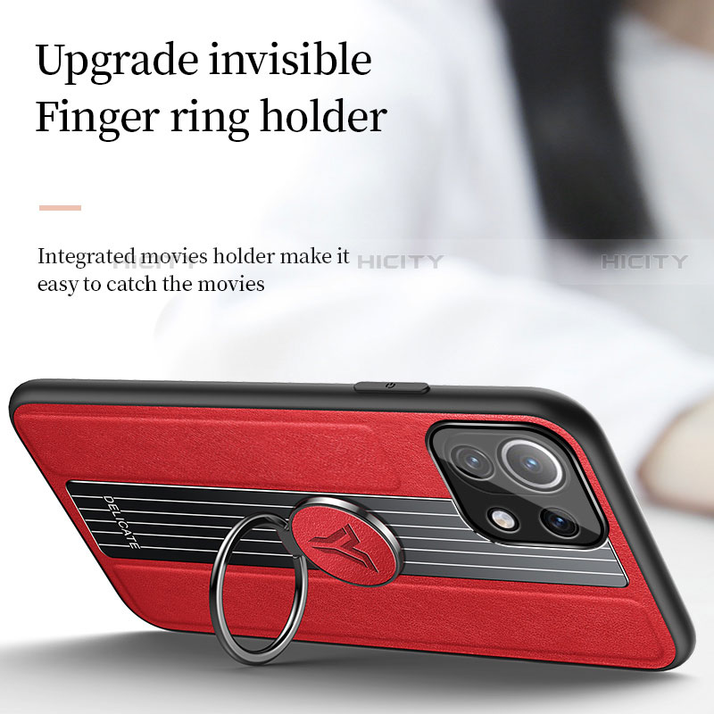 Silikon Hülle Handyhülle Ultra Dünn Schutzhülle Flexible Tasche Silikon mit Magnetisch Fingerring Ständer T06 für Xiaomi Mi 11 5G groß