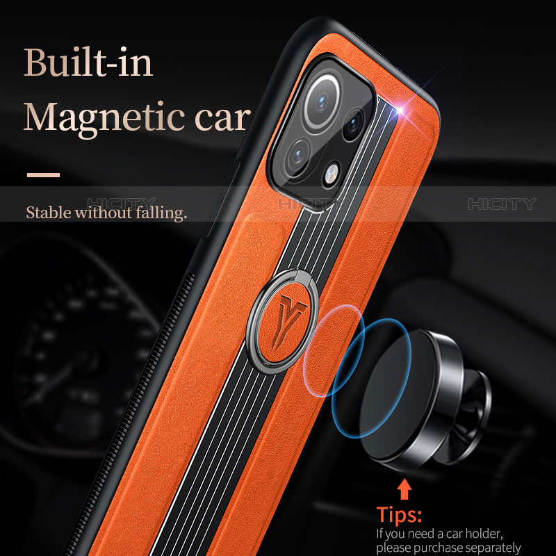 Silikon Hülle Handyhülle Ultra Dünn Schutzhülle Flexible Tasche Silikon mit Magnetisch Fingerring Ständer T06 für Xiaomi Mi 11 Lite 4G