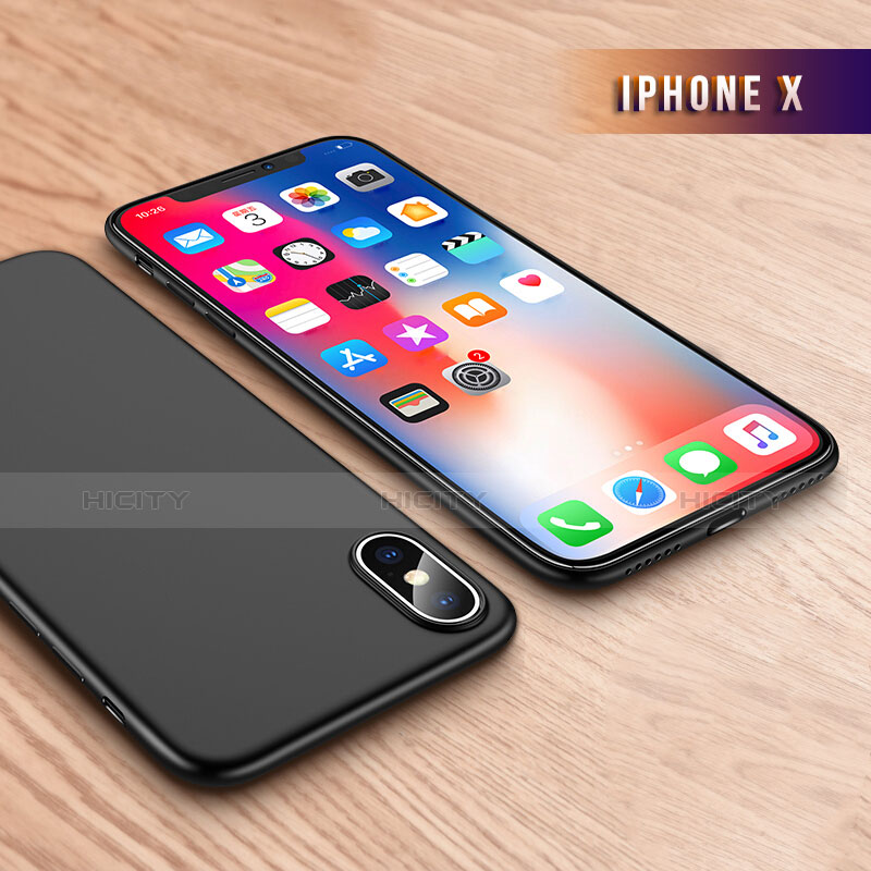 Silikon Hülle Handyhülle Ultra Dünn Schutzhülle Q01 für Apple iPhone Xs Schwarz groß