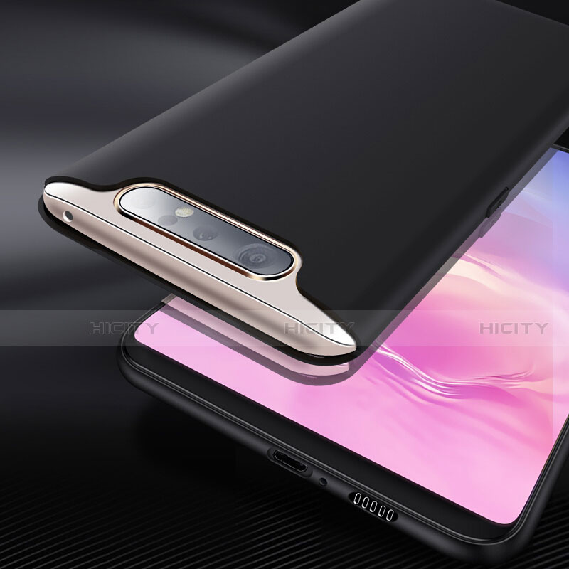 Silikon Hülle Handyhülle Ultra Dünn Schutzhülle S02 für Samsung Galaxy A80 Schwarz