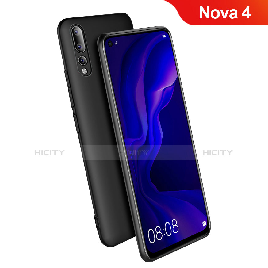 Silikon Hülle Handyhülle Ultra Dünn Schutzhülle S03 für Huawei Nova 4 Schwarz