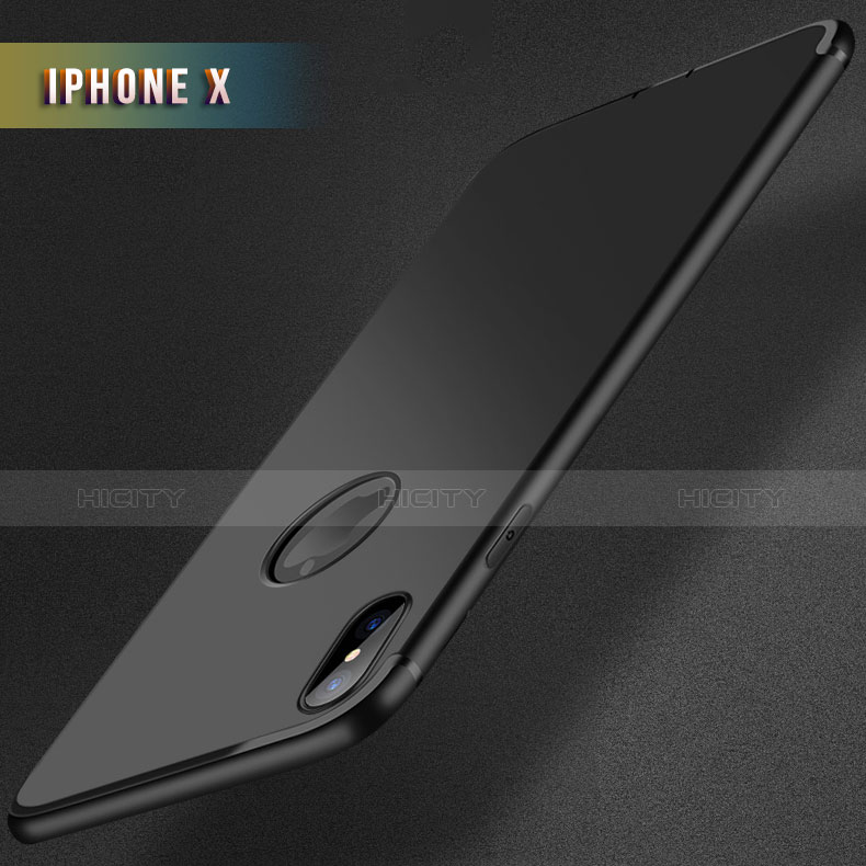 Silikon Hülle Handyhülle Ultra Dünn Schutzhülle S04 für Apple iPhone X Schwarz