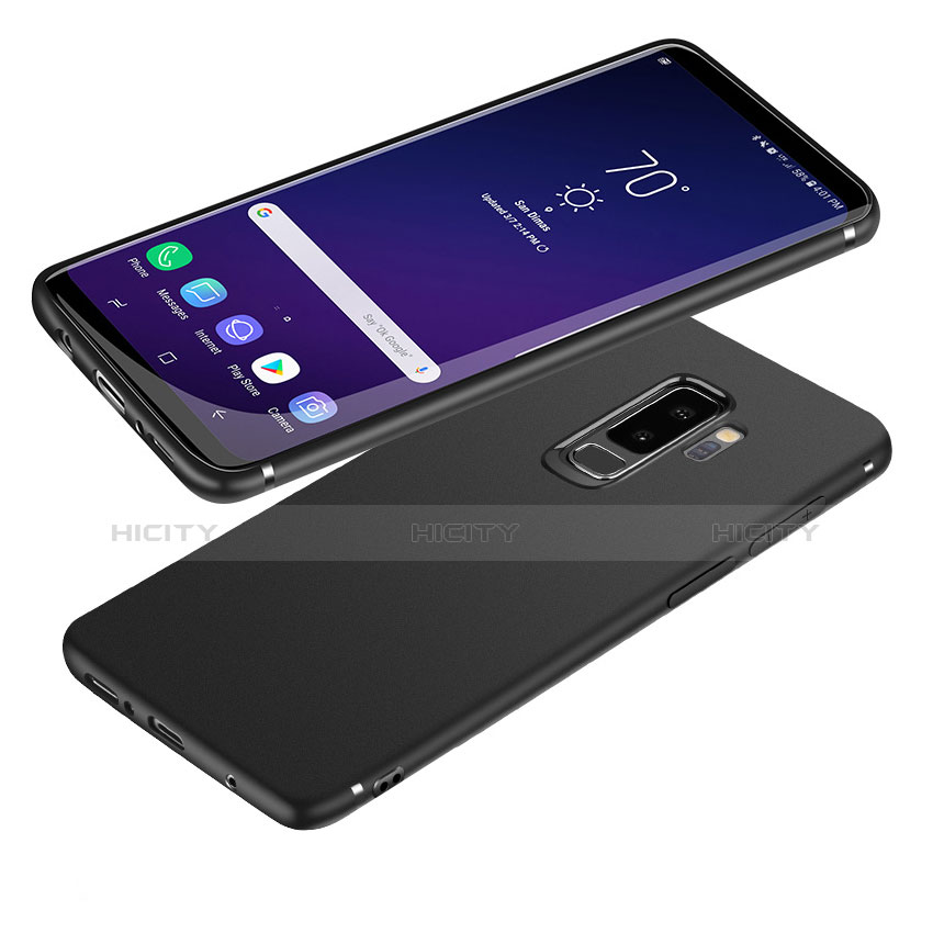 Silikon Hülle Handyhülle Ultra Dünn Schutzhülle S04 für Samsung Galaxy S9 Plus Schwarz