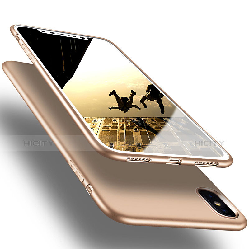 Silikon Hülle Handyhülle Ultra Dünn Schutzhülle S16 für Apple iPhone X Gold