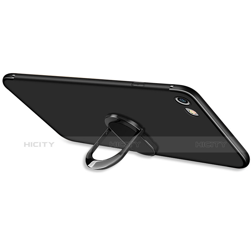 Silikon Hülle Handyhülle Ultra Dünn Schutzhülle Silikon mit Fingerring Ständer A03 für Apple iPhone 6 Schwarz Plus