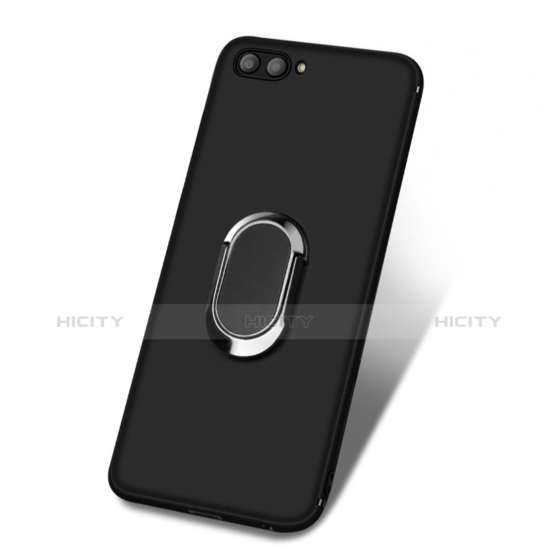 Silikon Hülle Handyhülle Ultra Dünn Schutzhülle Silikon mit Fingerring Ständer für Huawei Nova 2S Schwarz