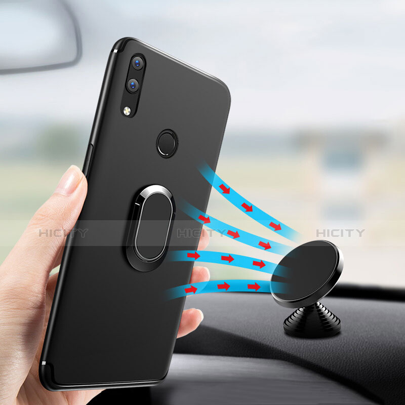 Silikon Hülle Handyhülle Ultra Dünn Schutzhülle Silikon mit Fingerring Ständer für Huawei P20 Lite Schwarz