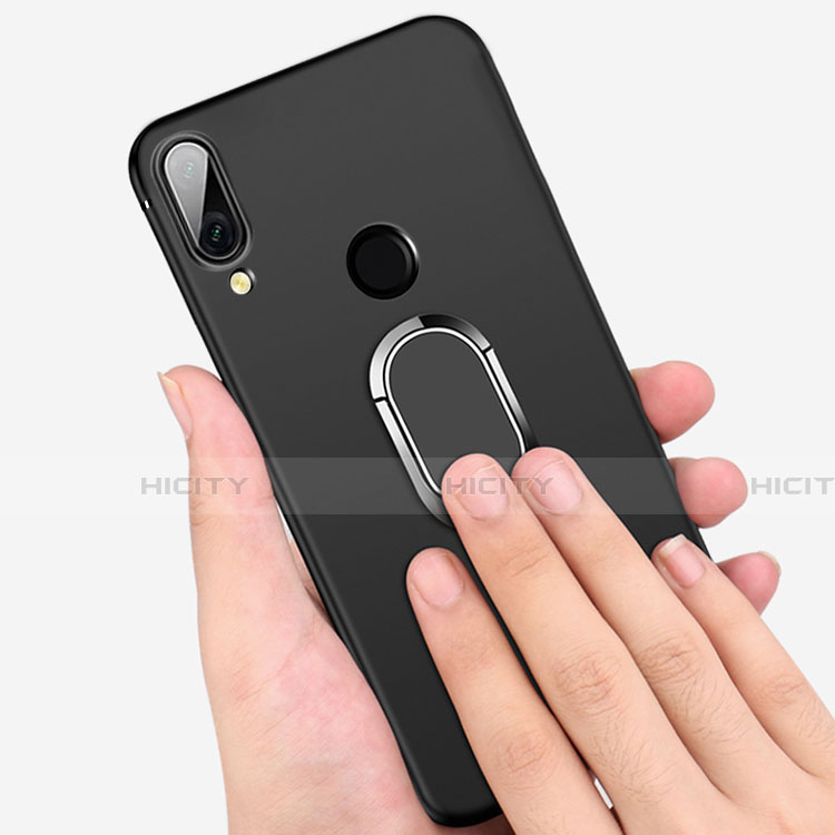 Silikon Hülle Handyhülle Ultra Dünn Schutzhülle Silikon mit Magnetisch Fingerring Ständer A02 für Xiaomi Redmi Note 7 Pro Schwarz