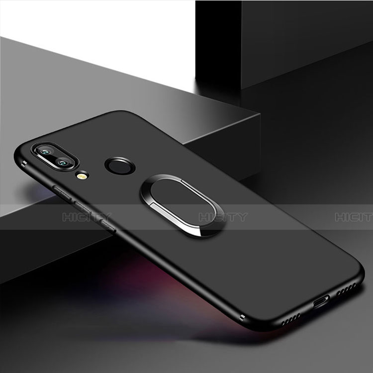 Silikon Hülle Handyhülle Ultra Dünn Schutzhülle Silikon mit Magnetisch Fingerring Ständer A02 für Xiaomi Redmi Note 7 Schwarz