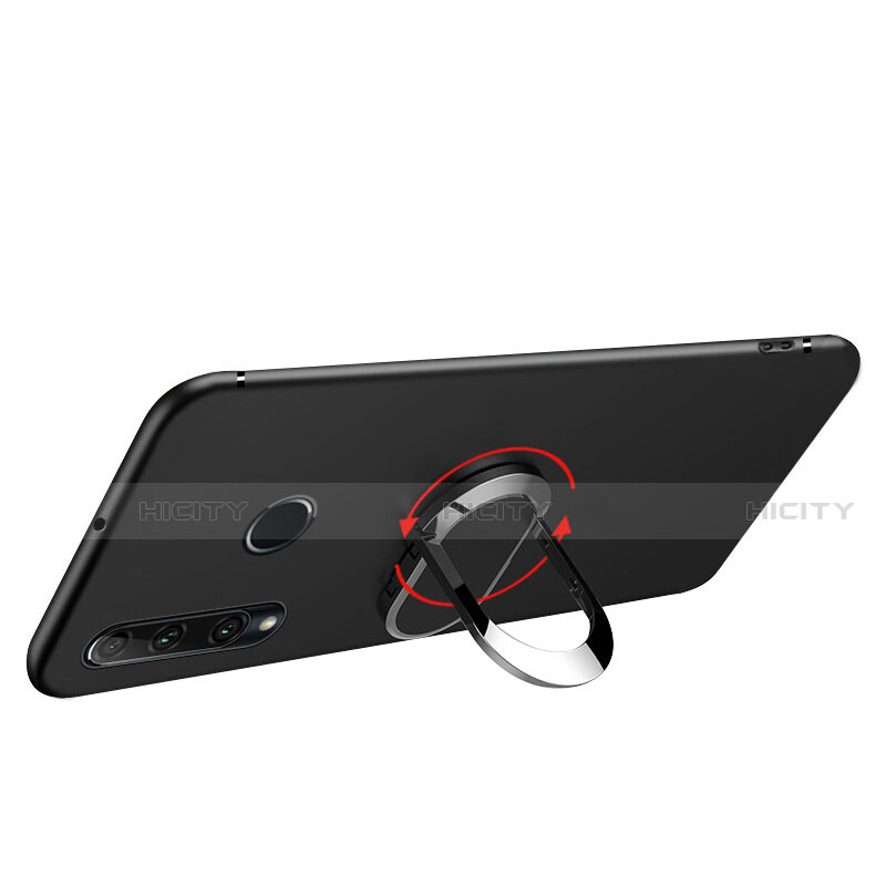 Silikon Hülle Handyhülle Ultra Dünn Schutzhülle Silikon mit Magnetisch Fingerring Ständer für Huawei Honor 20 Lite Schwarz