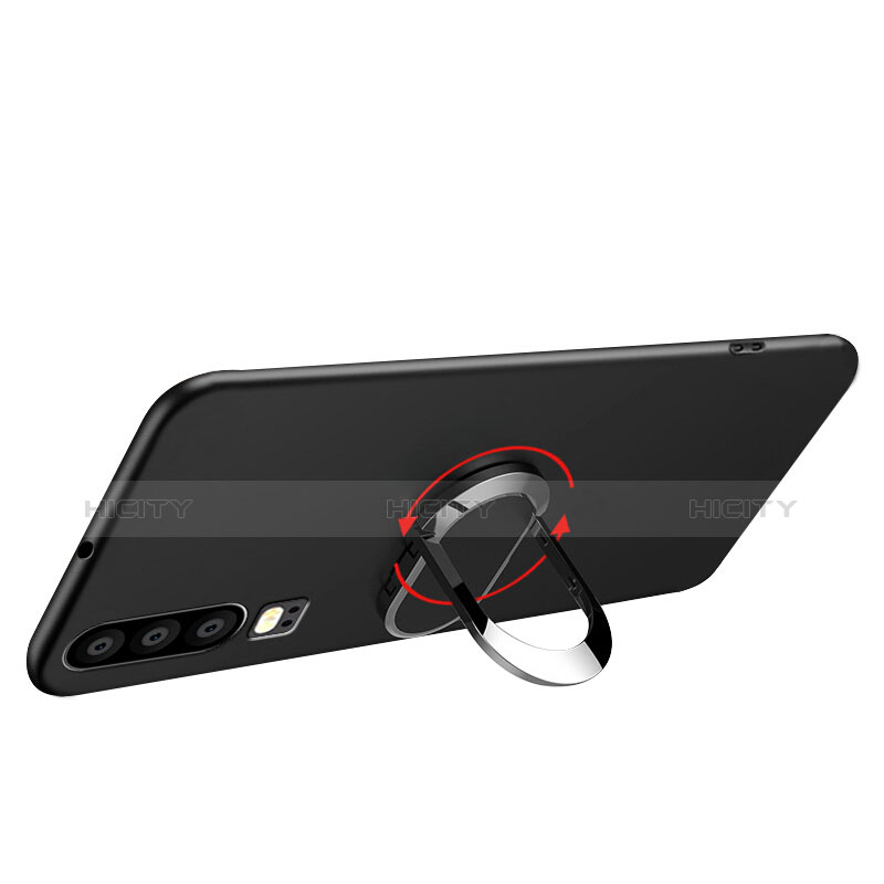 Silikon Hülle Handyhülle Ultra Dünn Schutzhülle Silikon mit Magnetisch Fingerring Ständer für Huawei P30 Schwarz